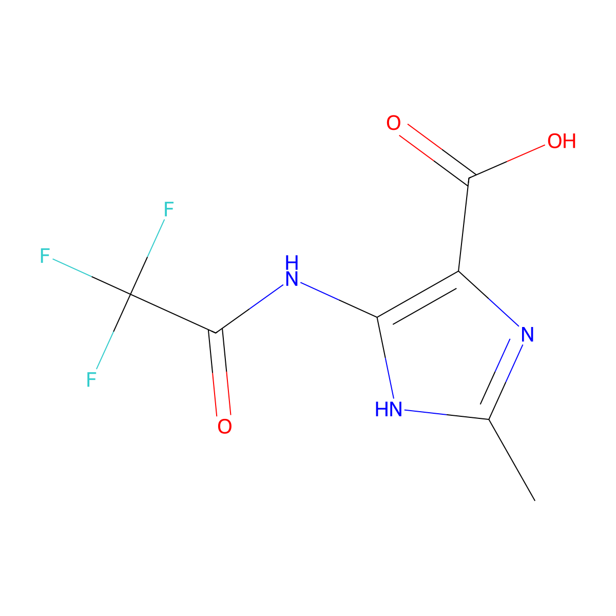 2-methyl-5-(2,2,2-trifluoroacetamido)-1H-imidazole-4-carboxylic acid molecular structure, CAS 2680879-28-9