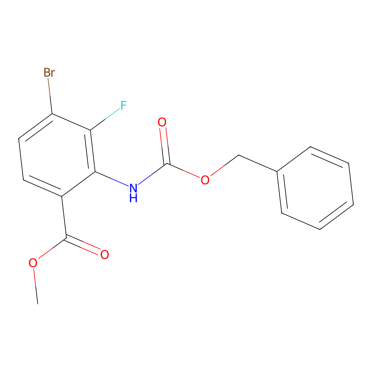 Methyl 2-{[(benzyloxy)carbonyl]amino}-4-bromo-3-fluorobenzoate molecular structure, CAS 2680879-33-6