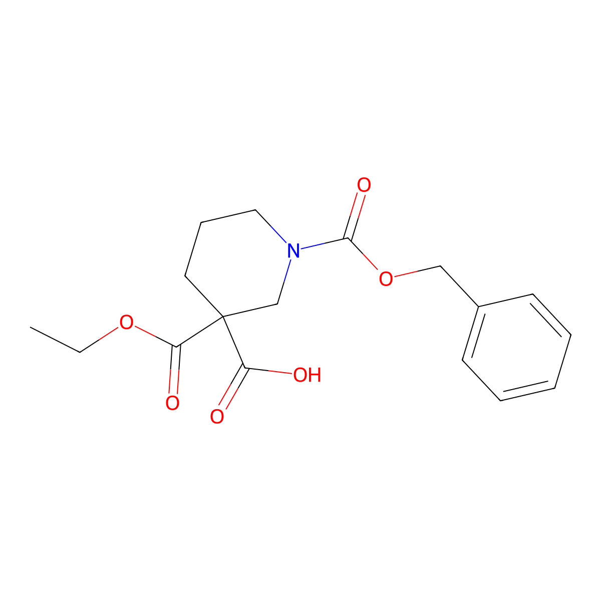 1-[(Benzyloxy)carbonyl]-3-(ethoxycarbonyl)piperidine-3-carboxylic acid molecular structure, CAS 2680879-40-5