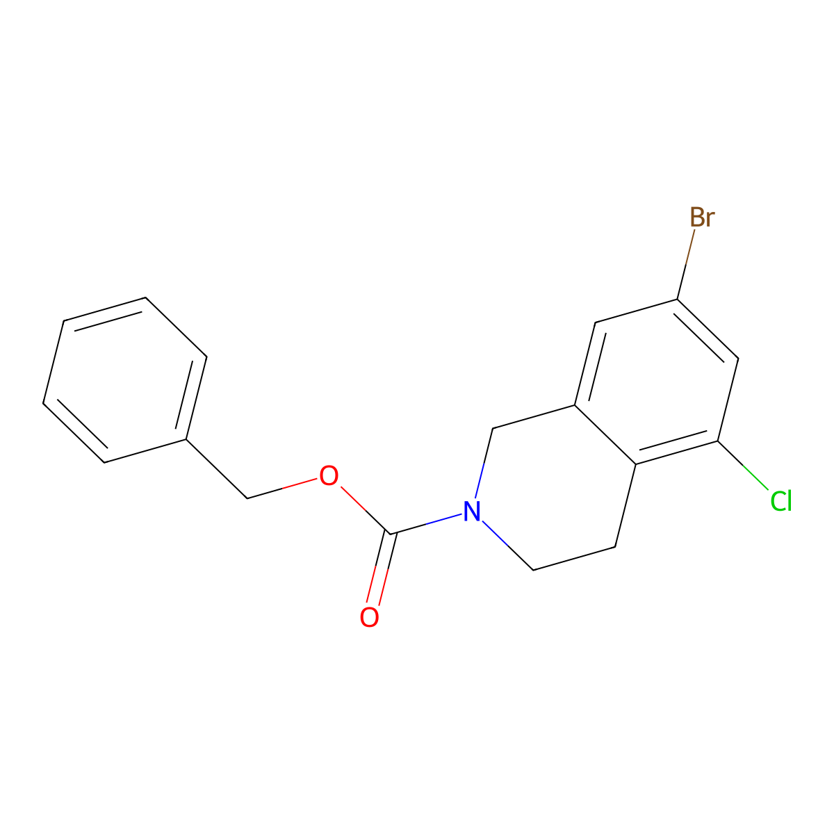 Benzyl 7-bromo-5-chloro-1,2,3,4-tetrahydroisoquinoline-2-carboxylate molecular structure, CAS 2680879-47-2