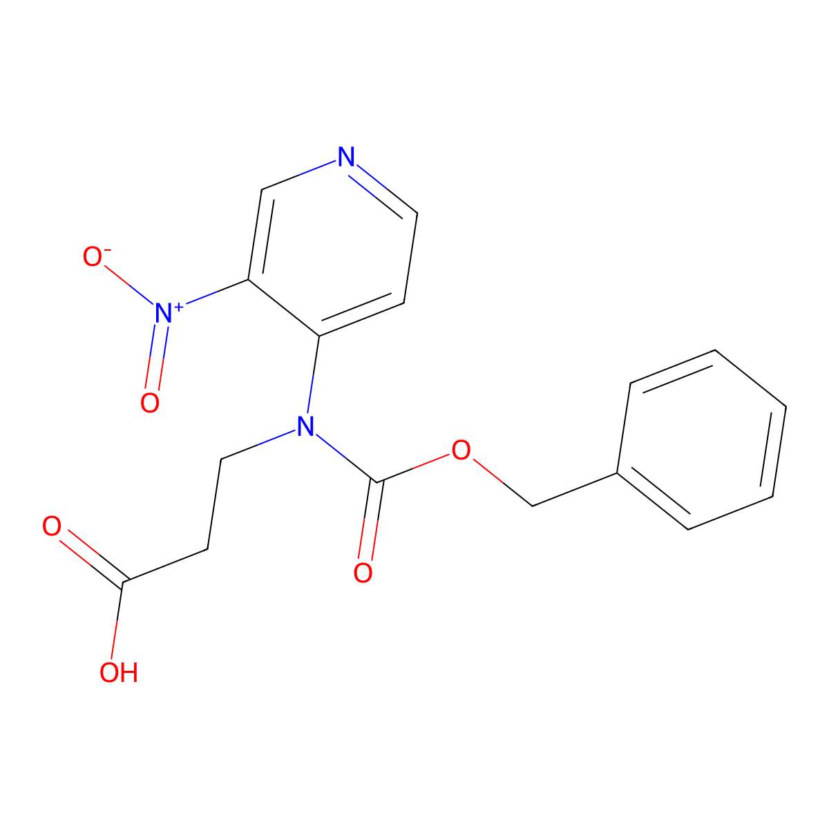 3-{[(Benzyloxy)carbonyl](3-nitropyridin-4-yl)amino}propanoic acid molecular structure, CAS 2680879-59-6