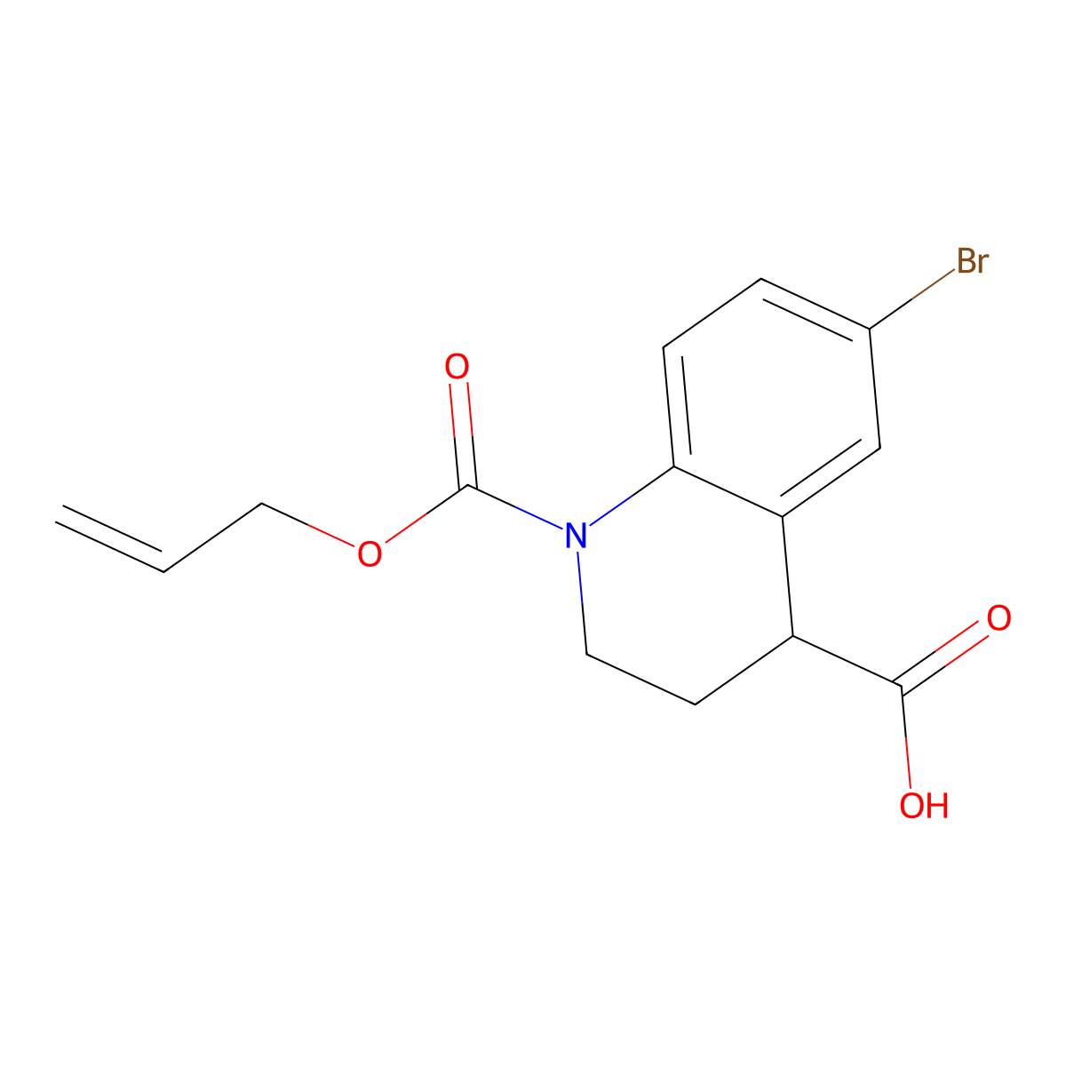 6-Bromo-1-[(prop-2-en-1-yloxy)carbonyl]-1,2,3,4-tetrahydroquinoline-4-carboxylic acid molecular structure, CAS 2680879-60-9