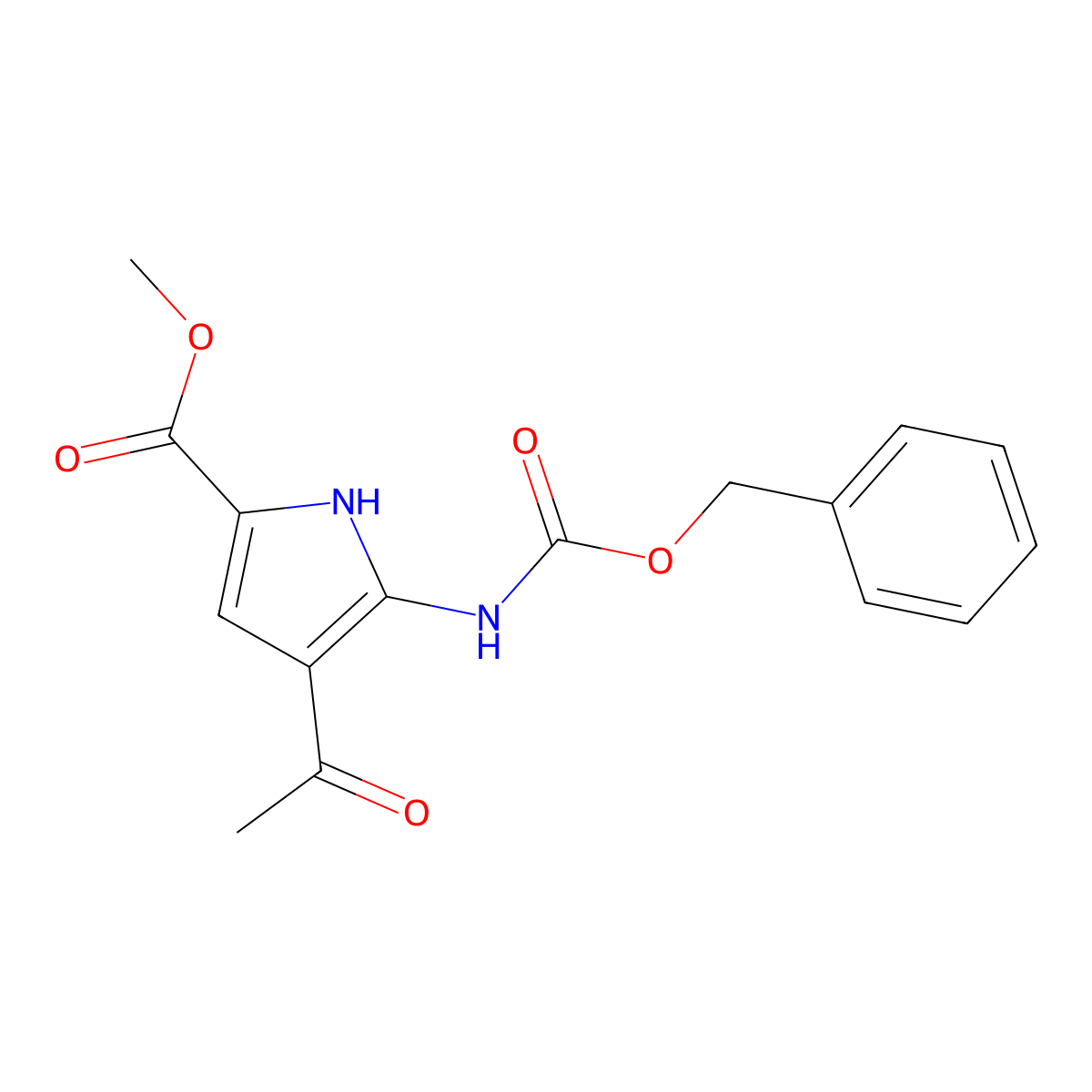methyl 4-acetyl-5-{[(benzyloxy)carbonyl]amino}-1H-pyrrole-2-carboxylate molecular structure, CAS 2680879-65-4