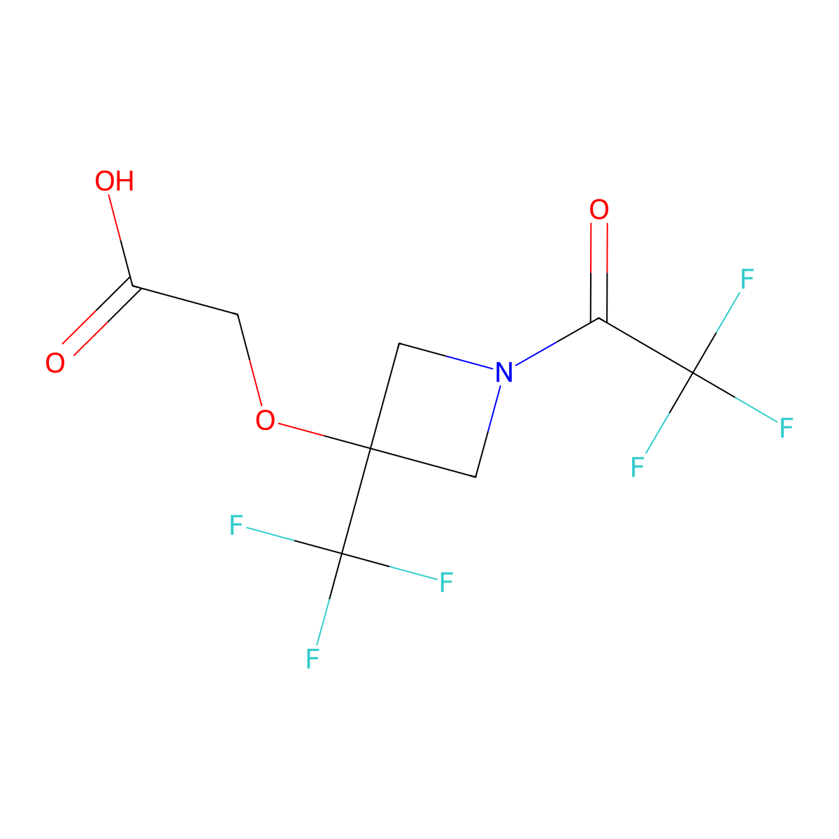 2-{[1-(2,2,2-Trifluoroacetyl)-3-(trifluoromethyl)azetidin-3-yl]oxy}acetic acid molecular structure, CAS 2680879-80-3