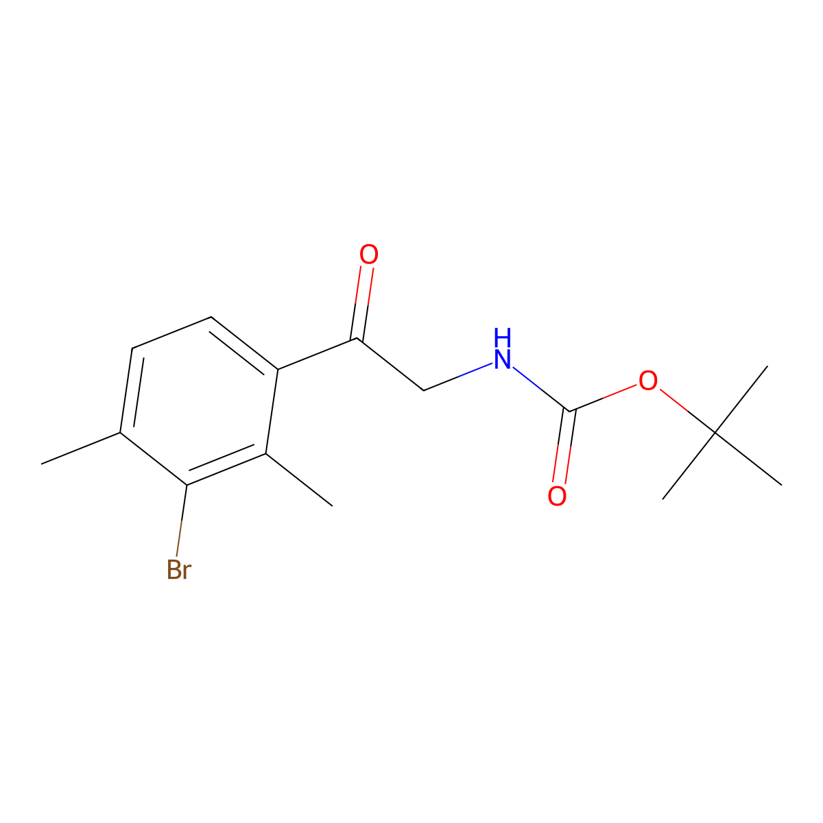 tert-butyl N-[2-(3-bromo-2,4-dimethylphenyl)-2-oxoethyl]carbamate molecular structure, CAS 2680879-81-4