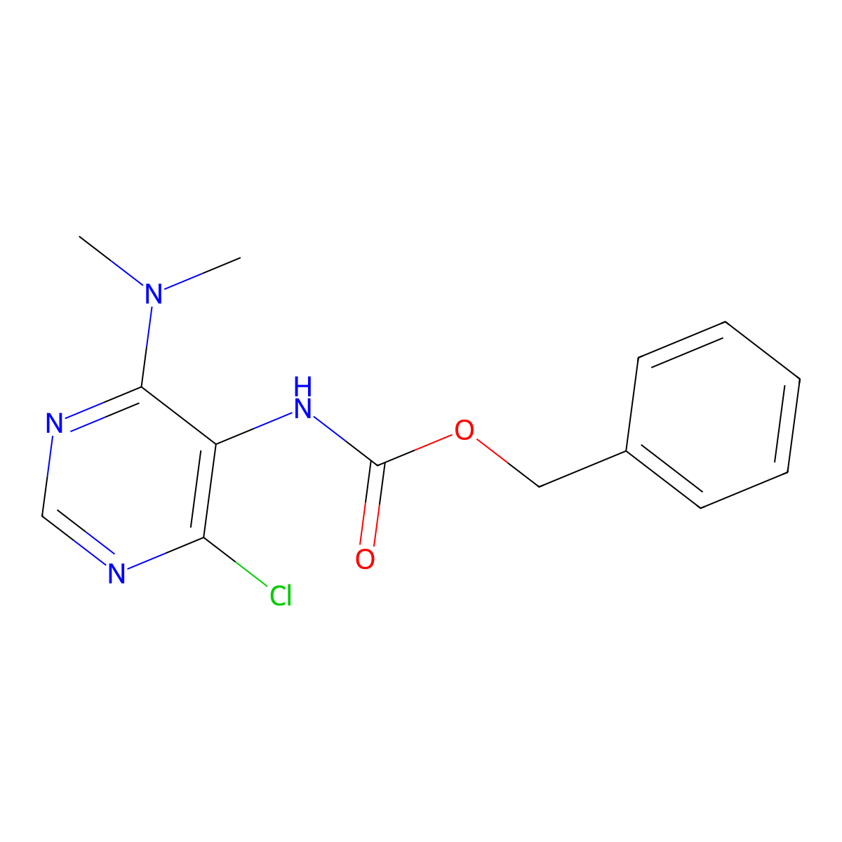 benzyl N-[4-chloro-6-(dimethylamino)pyrimidin-5-yl]carbamate molecular structure, CAS 2680879-93-8