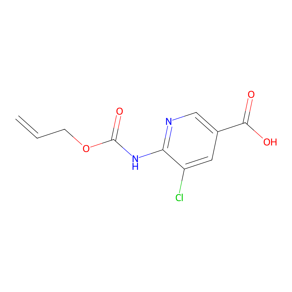5-Chloro-6-{[(prop-2-en-1-yloxy)carbonyl]amino}pyridine-3-carboxylic acid molecular structure, CAS 2680879-94-9