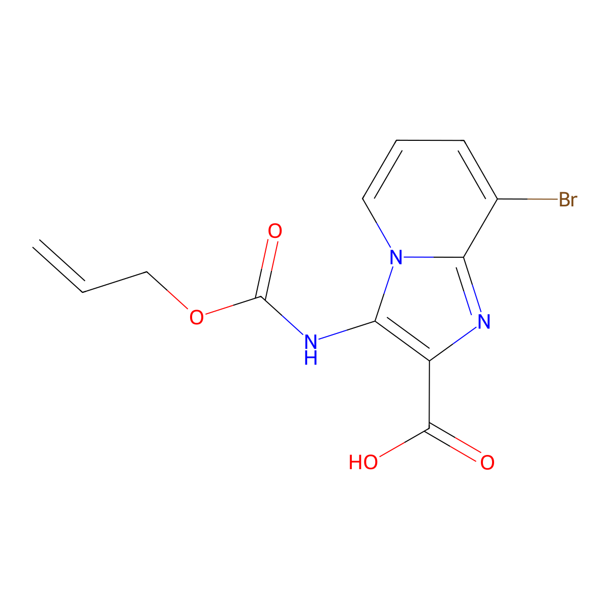 8-Bromo-3-{[(prop-2-en-1-yloxy)carbonyl]amino}imidazo[1,2-a]pyridine-2-carboxylic acid molecular structure, CAS 2680880-00-4