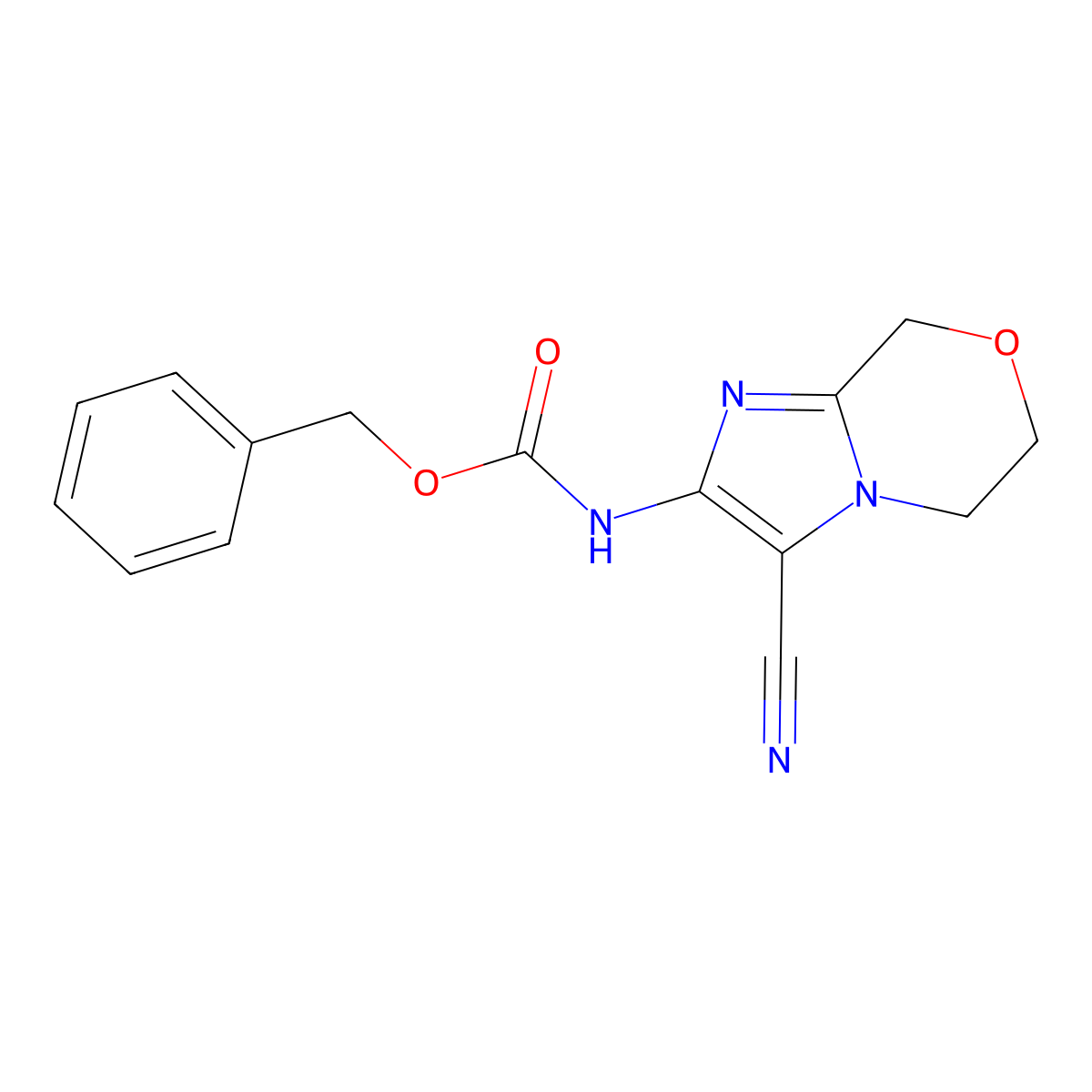 benzyl N-{3-cyano-5H,6H,8H-imidazo[2,1-c][1,4]oxazin-2-yl}carbamate molecular structure, CAS 2680880-05-9