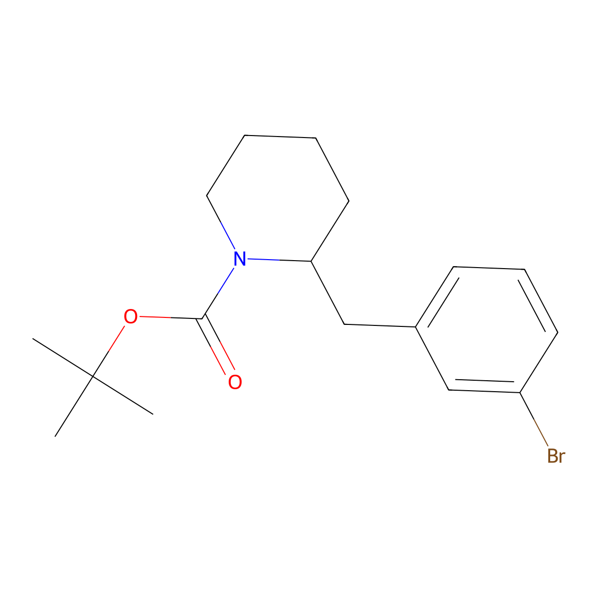 Tert-butyl 2-[(3-bromophenyl)methyl]piperidine-1-carboxylate molecular structure, CAS 2680880-07-1