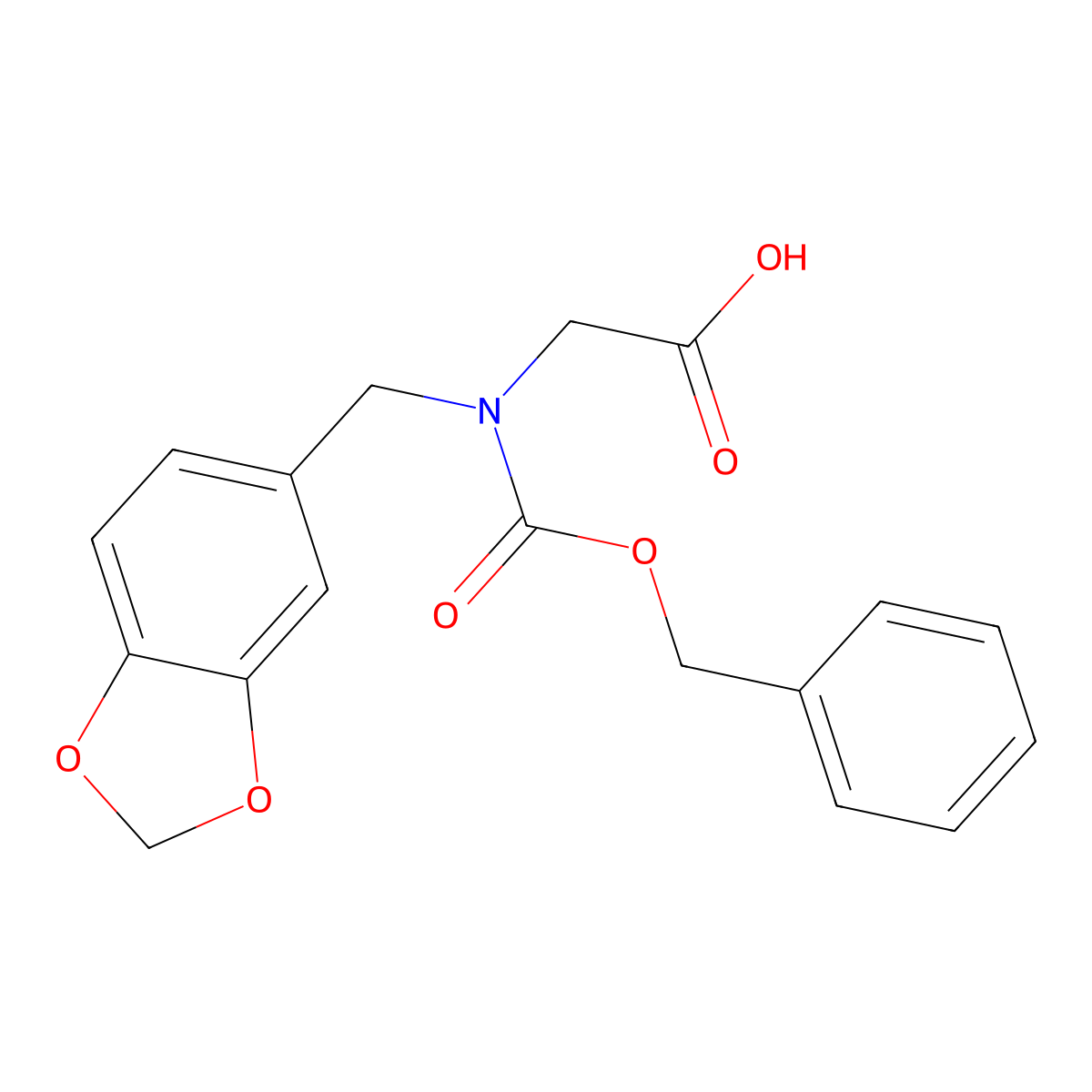2-{[(1,3-Dioxaindan-5-yl)methyl][(benzyloxy)carbonyl]amino}acetic acid molecular structure, CAS 2680880-09-3