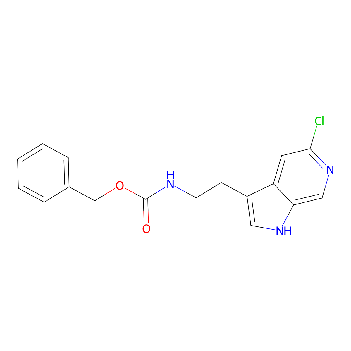 benzyl N-(2-{5-chloro-1H-pyrrolo[2,3-c]pyridin-3-yl}ethyl)carbamate molecular structure, CAS 2680880-10-6