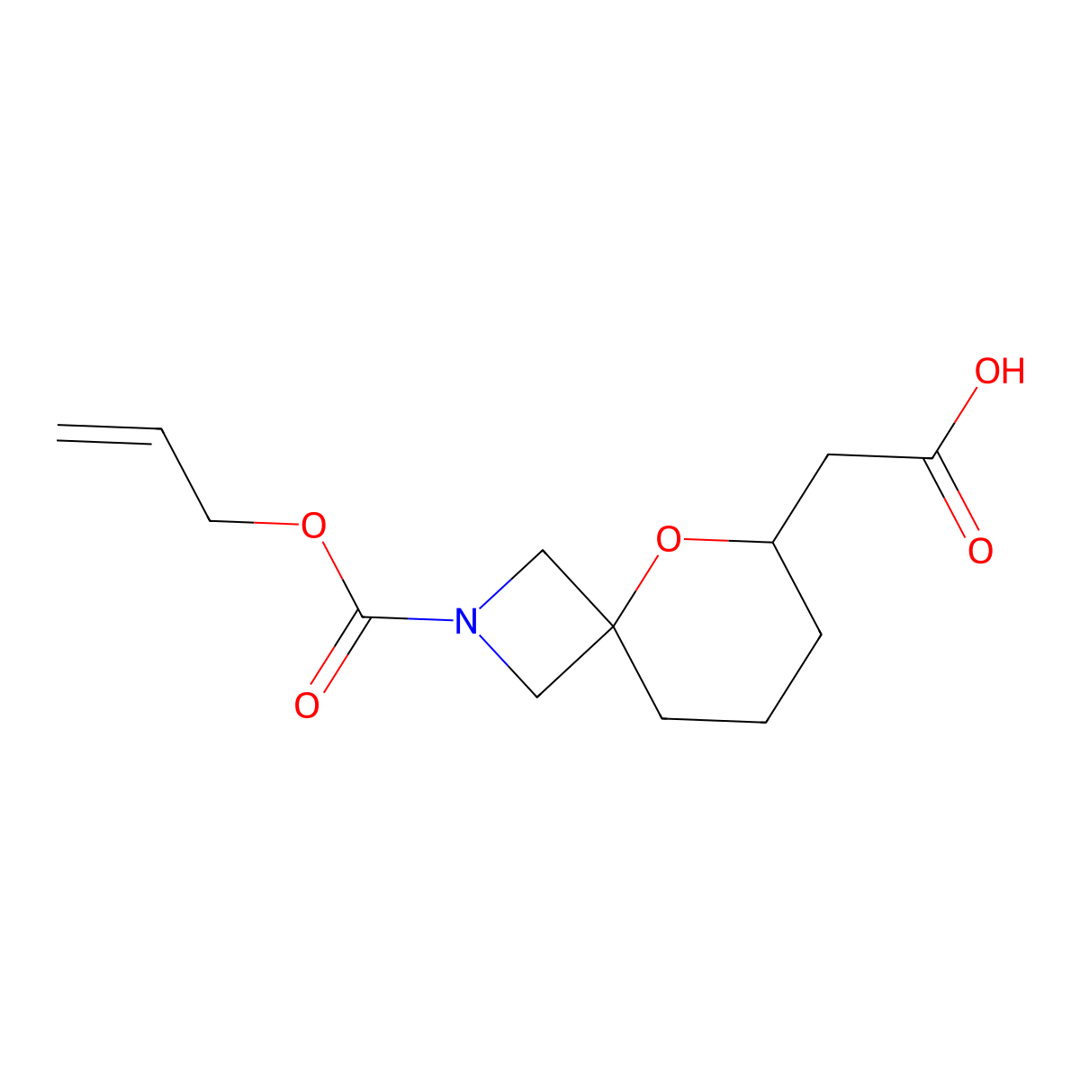 2-{2-[(Prop-2-en-1-yloxy)carbonyl]-5-oxa-2-azaspiro[3.5]nonan-6-yl}acetic acid molecular structure, CAS 2680880-16-2