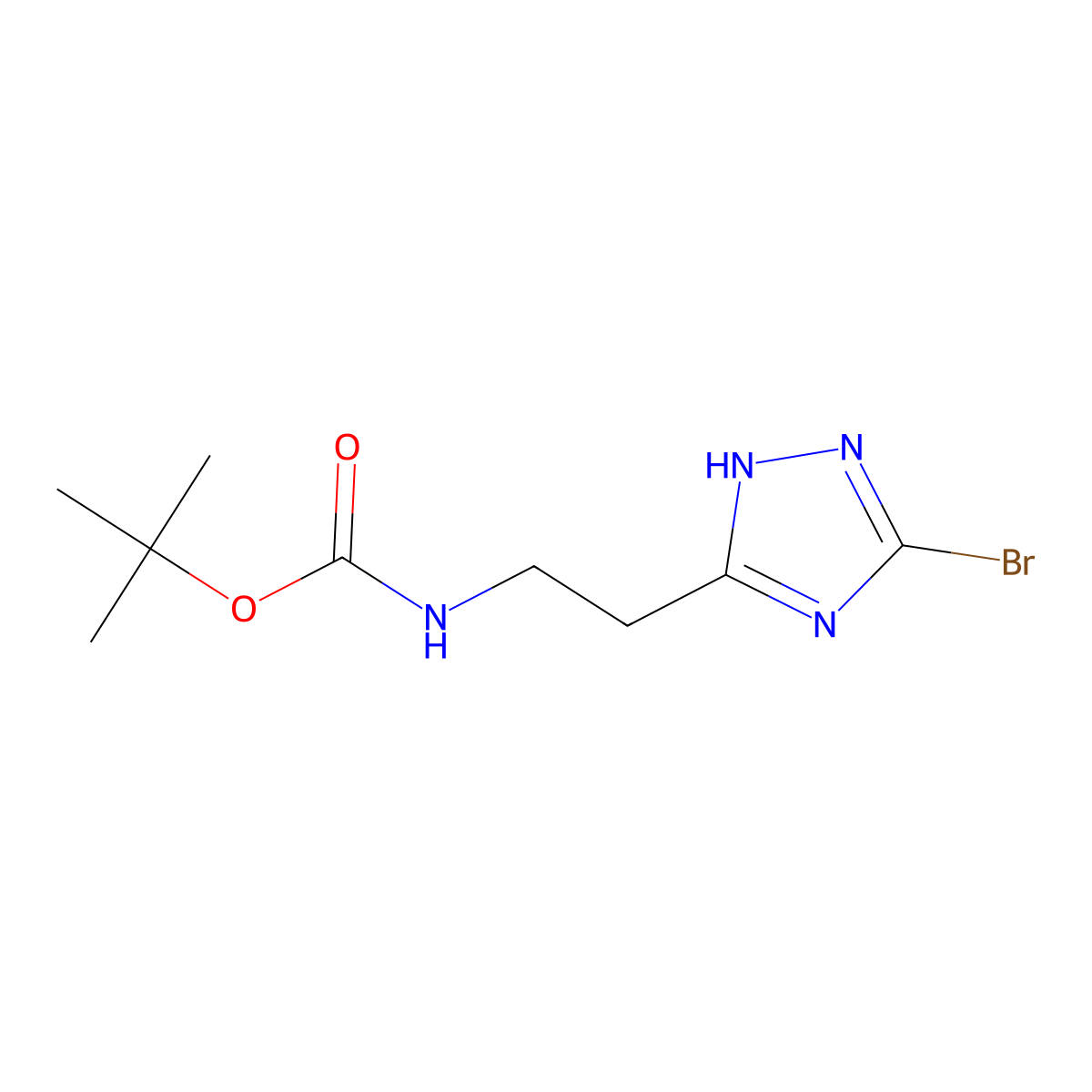 tert-butyl N-[2-(3-bromo-1H-1,2,4-triazol-5-yl)ethyl]carbamate molecular structure, CAS 2680880-22-0