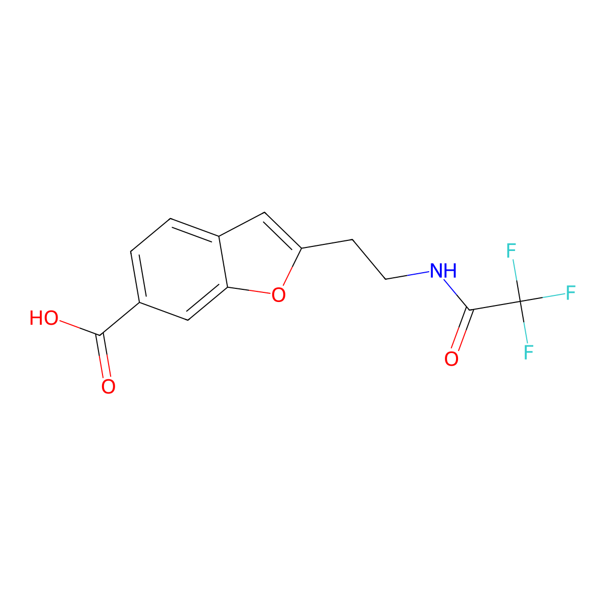 2-[2-(2,2,2-Trifluoroacetamido)ethyl]-1-benzofuran-6-carboxylic acid molecular structure, CAS 2680880-33-3