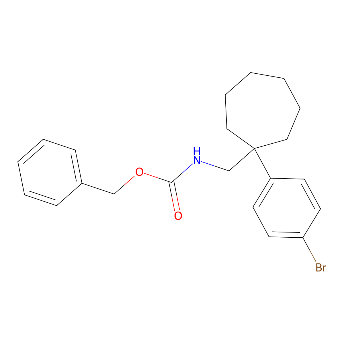 benzyl N-{[1-(4-bromophenyl)cycloheptyl]methyl}carbamate molecular structure, CAS 2680880-36-6