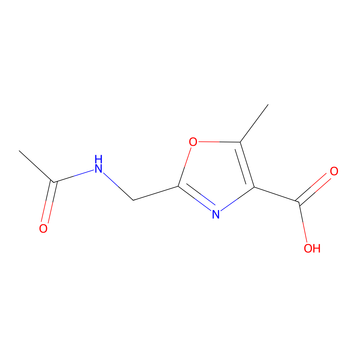 2-(Acetamidomethyl)-5-methyl-1,3-oxazole-4-carboxylic acid molecular structure, CAS 2680880-43-5