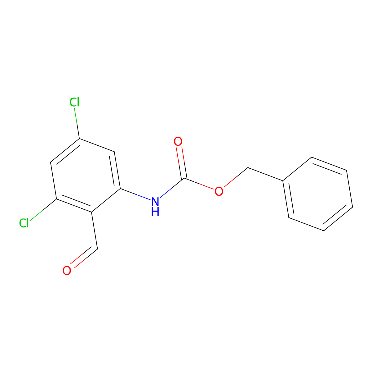 benzyl N-(3,5-dichloro-2-formylphenyl)carbamate molecular structure, CAS 2680880-50-4