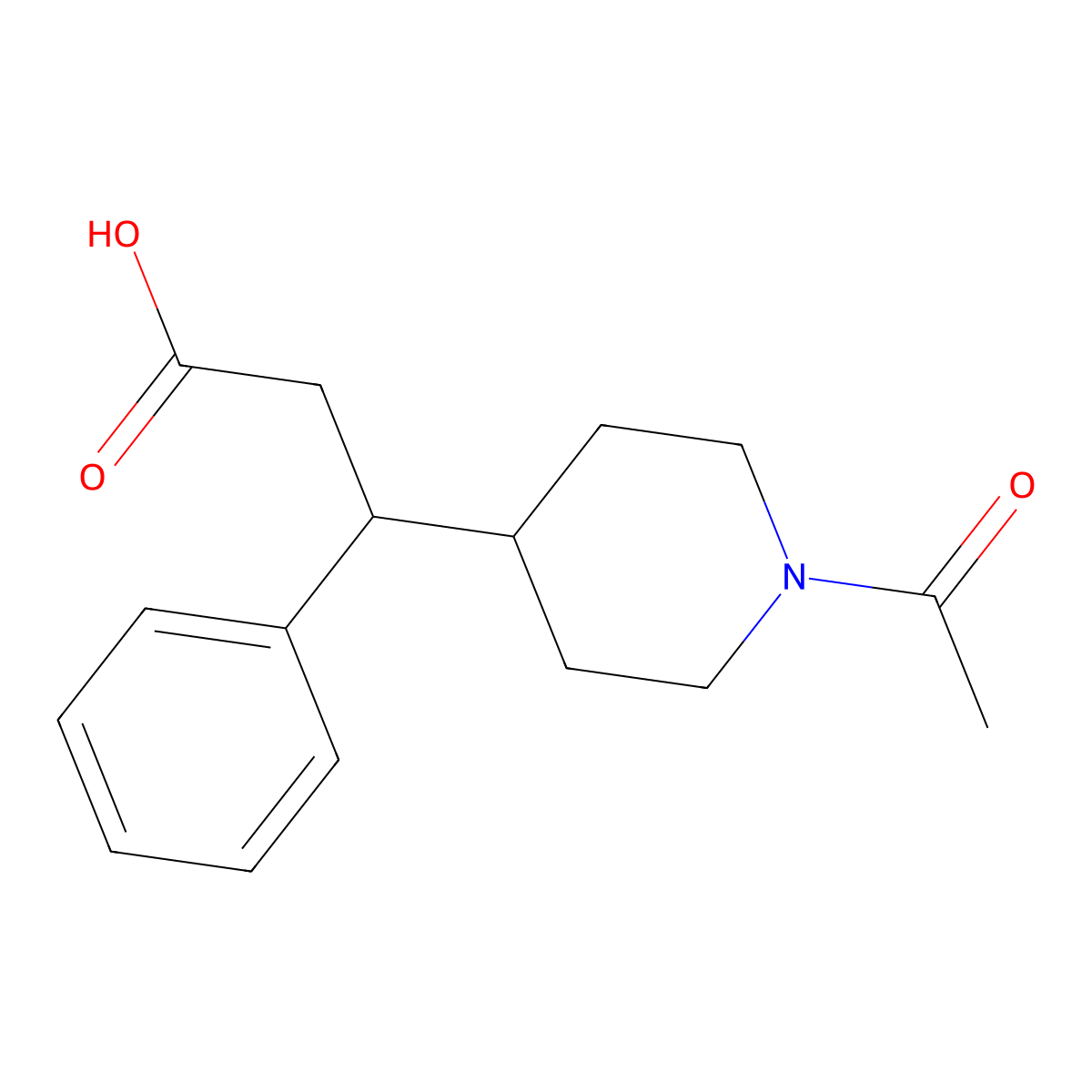 3-(1-Acetylpiperidin-4-yl)-3-phenylpropanoic acid molecular structure, CAS 2680880-51-5