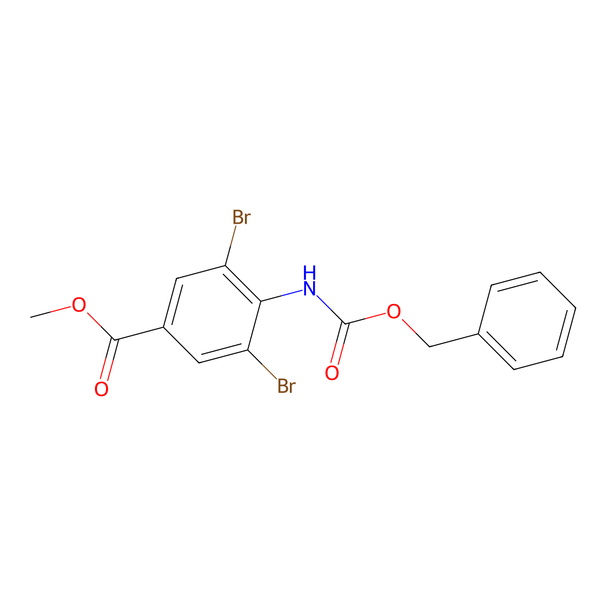 Methyl 4-{[(benzyloxy)carbonyl]amino}-3,5-dibromobenzoate molecular structure, CAS 2680880-54-8