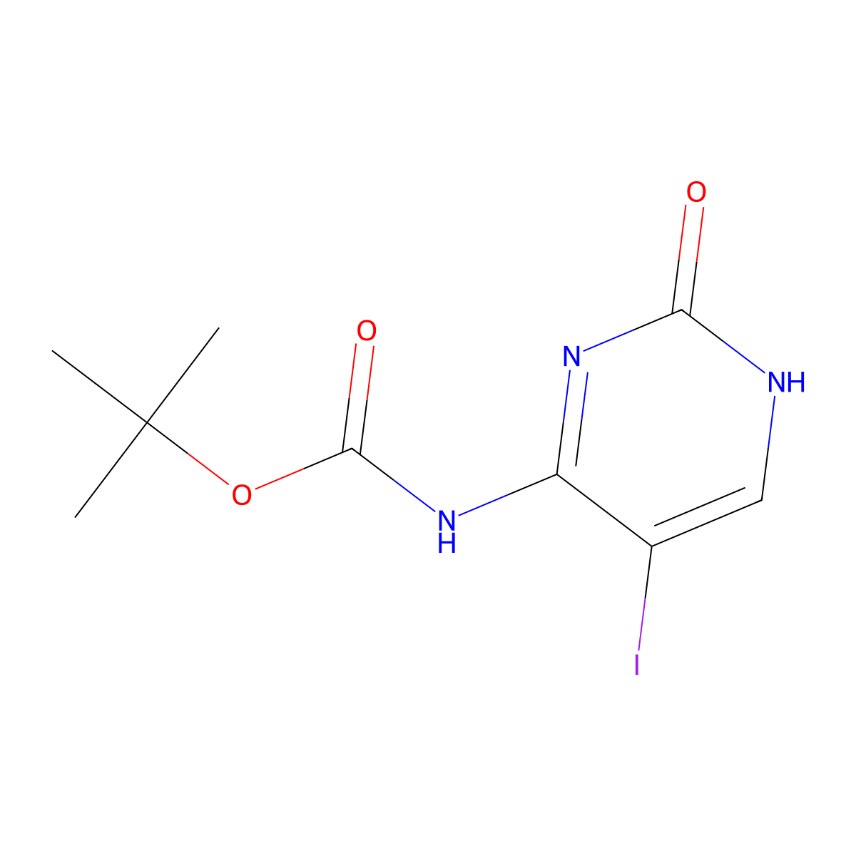 tert-butyl N-(5-iodo-2-oxo-1,2-dihydropyrimidin-4-yl)carbamate molecular structure, CAS 2680880-57-1