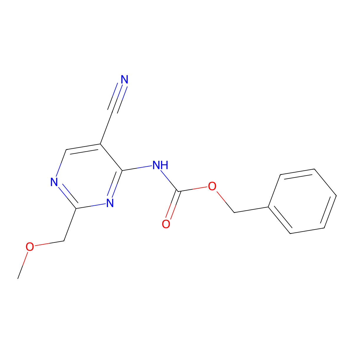 benzyl N-[5-cyano-2-(methoxymethyl)pyrimidin-4-yl]carbamate molecular structure, CAS 2680880-58-2