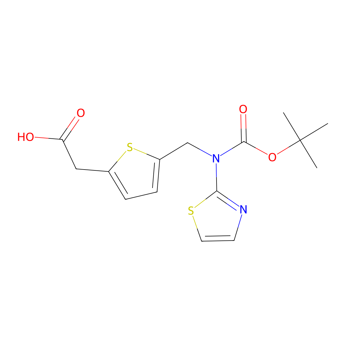 2-[5-({[(Tert-butoxy)carbonyl](1,3-thiazol-2-yl)amino}methyl)thiophen-2-yl]acetic acid molecular structure, CAS 2680880-65-1