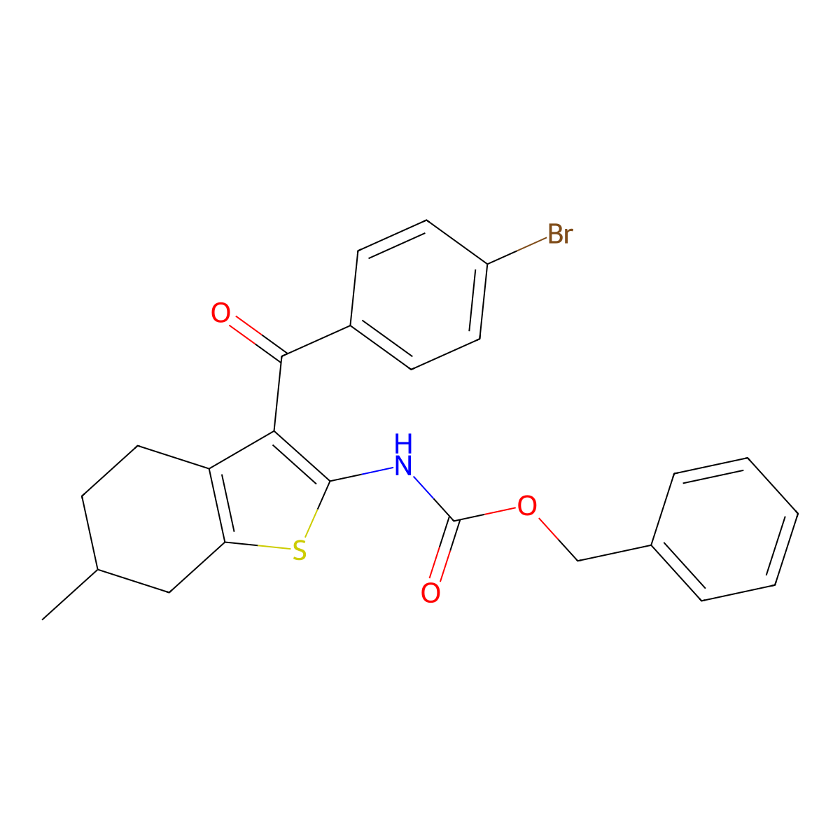 benzyl N-[3-(4-bromobenzoyl)-6-methyl-4,5,6,7-tetrahydro-1-benzothiophen-2-yl]carbamate molecular structure, CAS 2680880-73-1