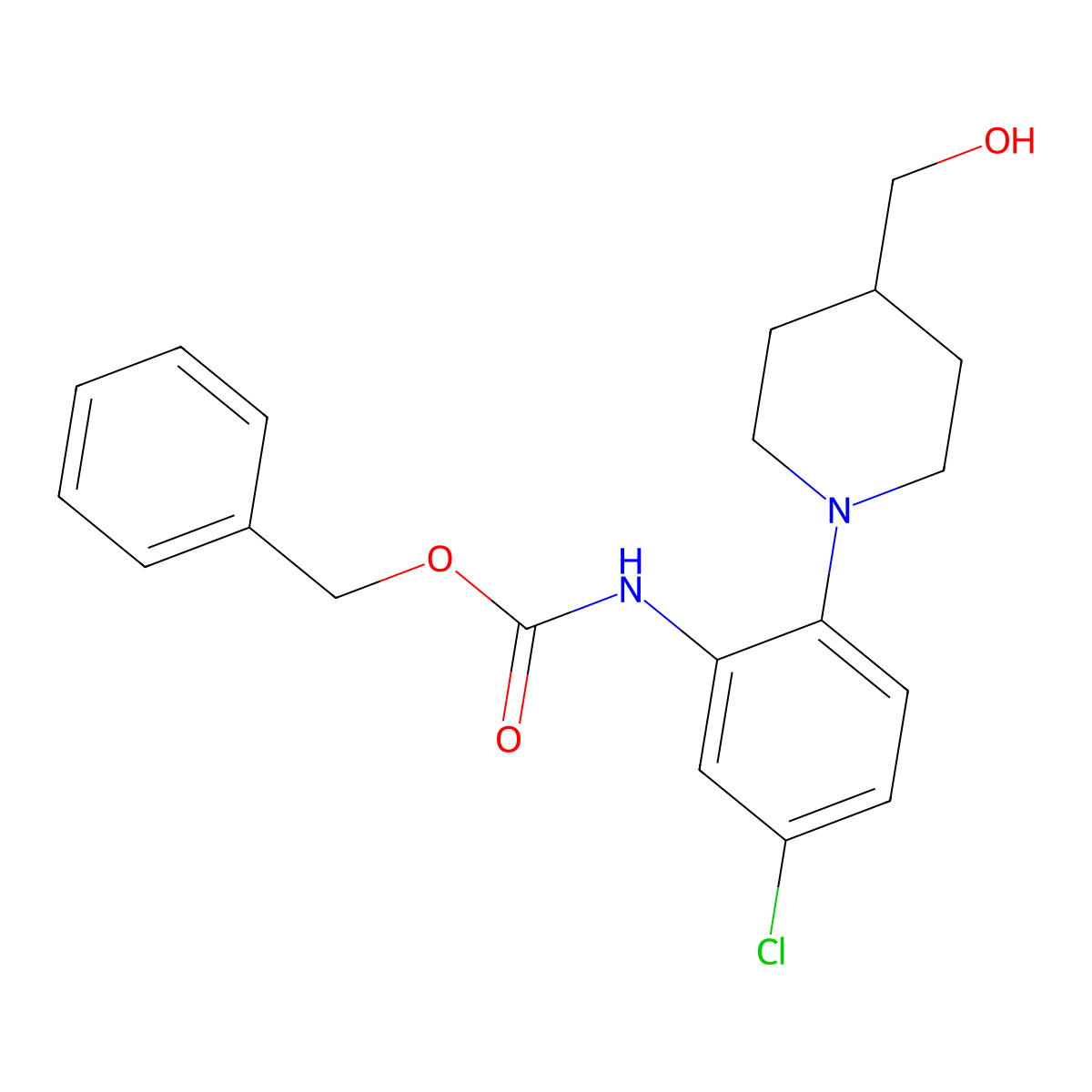benzyl N-{5-chloro-2-[4-(hydroxymethyl)piperidin-1-yl]phenyl}carbamate molecular structure, CAS 2680880-77-5