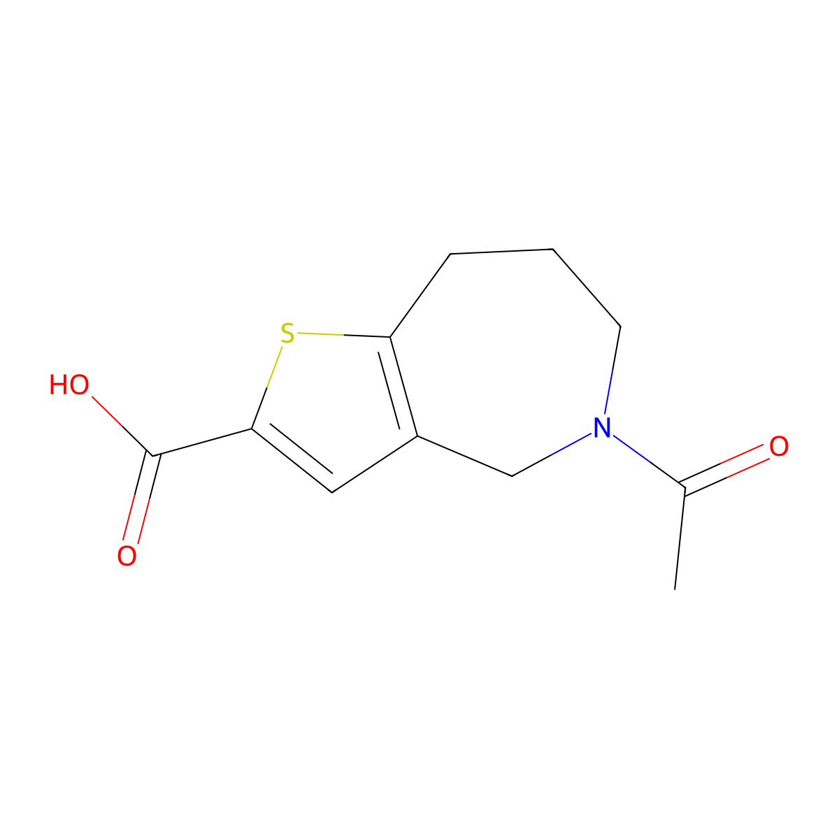 5-acetyl-4H,5H,6H,7H,8H-thieno[3,2-c]azepine-2-carboxylic acid molecular structure, CAS 2680880-78-6