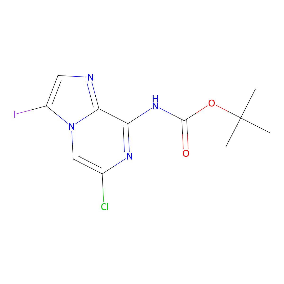 tert-butyl N-{6-chloro-3-iodoimidazo[1,2-a]pyrazin-8-yl}carbamate molecular structure, CAS 2680880-84-4