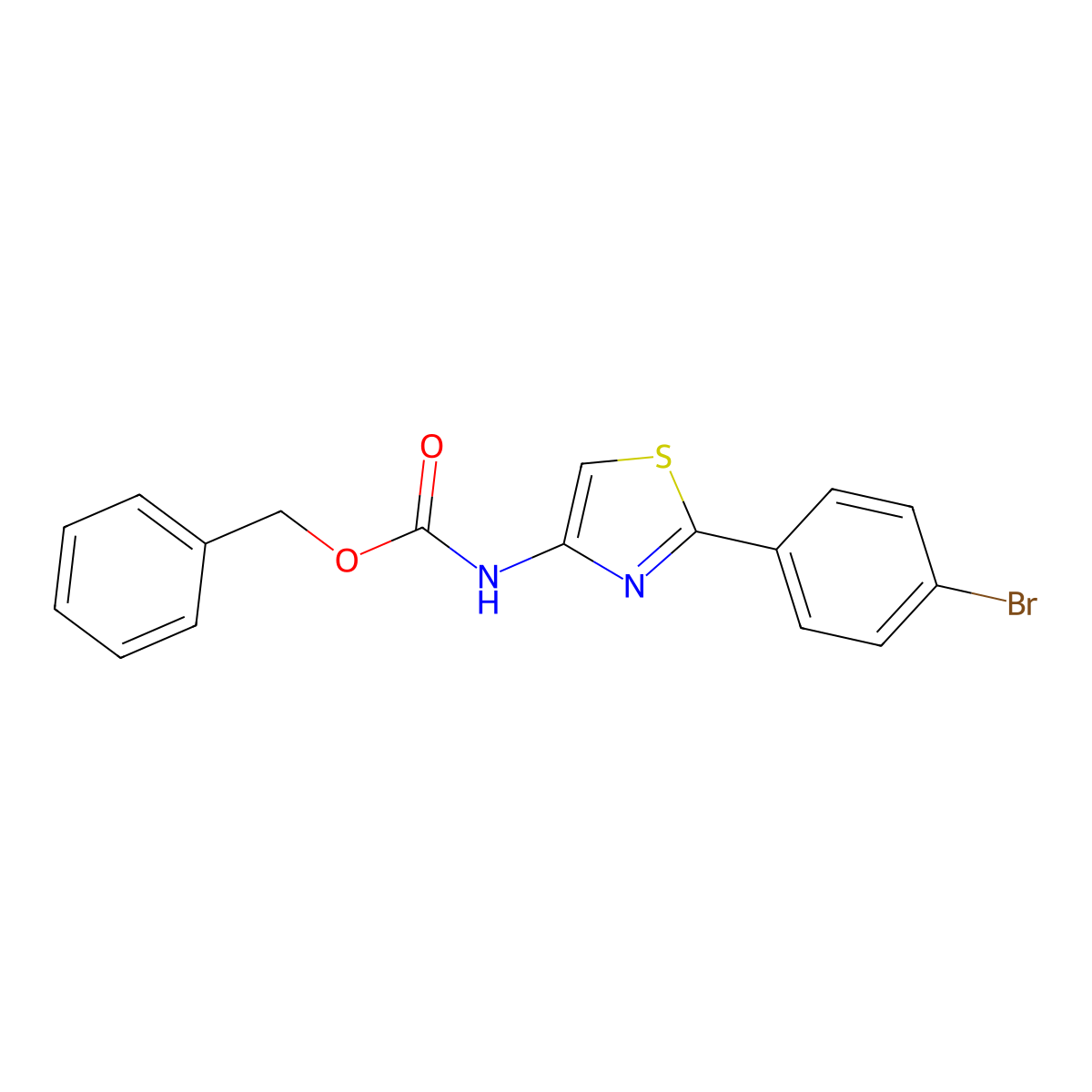 benzyl N-[2-(4-bromophenyl)-1,3-thiazol-4-yl]carbamate molecular structure, CAS 2680880-87-7