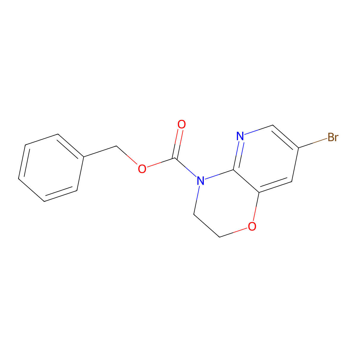 benzyl 7-bromo-2H,3H,4H-pyrido[3,2-b][1,4]oxazine-4-carboxylate molecular structure, CAS 2680880-90-2