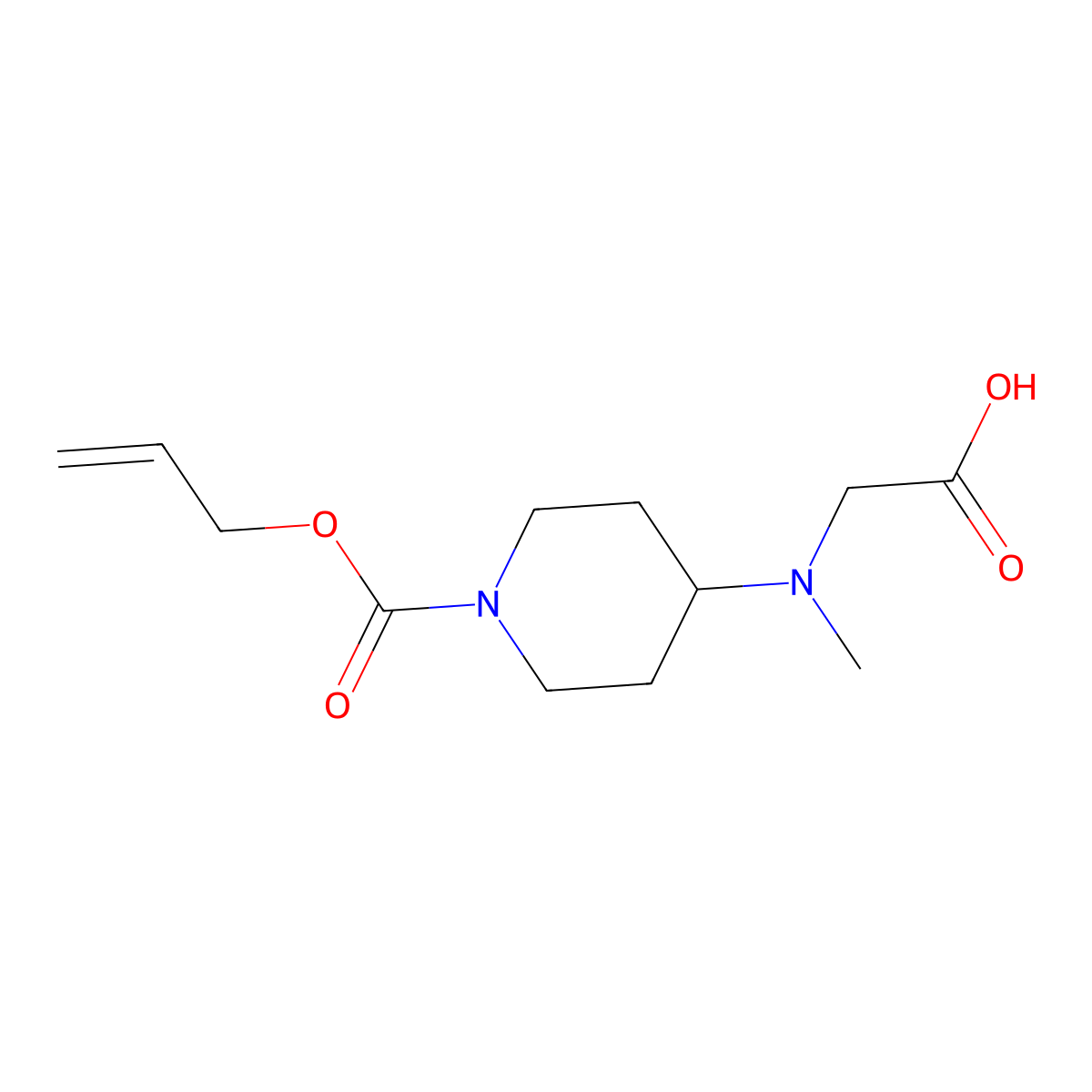 2-[Methyl({1-[(prop-2-en-1-yloxy)carbonyl]piperidin-4-yl})amino]acetic acid molecular structure, CAS 2680880-94-6