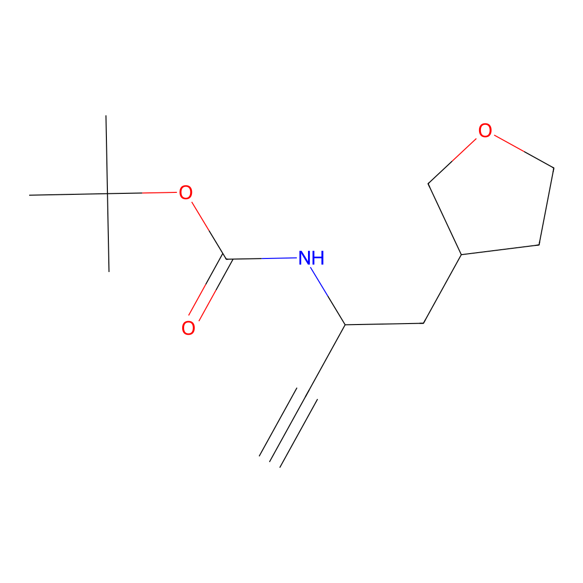 tert-butyl N-[1-(oxolan-3-yl)but-3-yn-2-yl]carbamate molecular structure, CAS 2680881-01-8