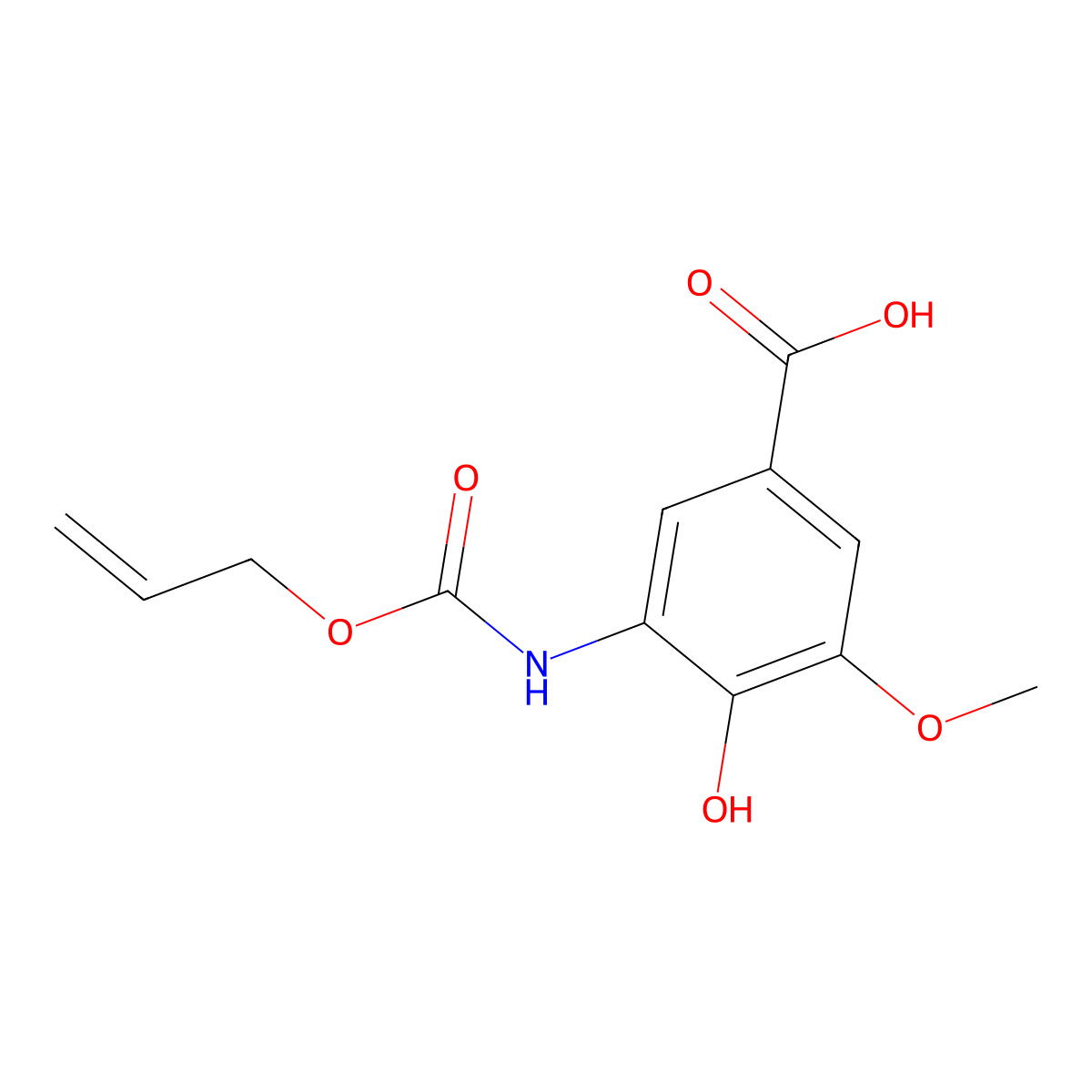 4-Hydroxy-3-methoxy-5-{[(prop-2-en-1-yloxy)carbonyl]amino}benzoic acid molecular structure, CAS 2680881-06-3