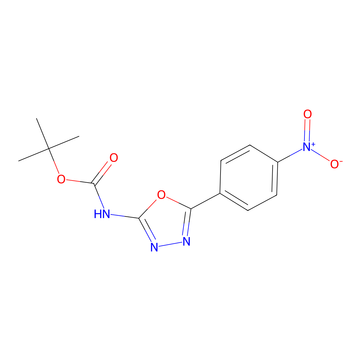 tert-butyl N-[5-(4-nitrophenyl)-1,3,4-oxadiazol-2-yl]carbamate molecular structure, CAS 2680881-07-4