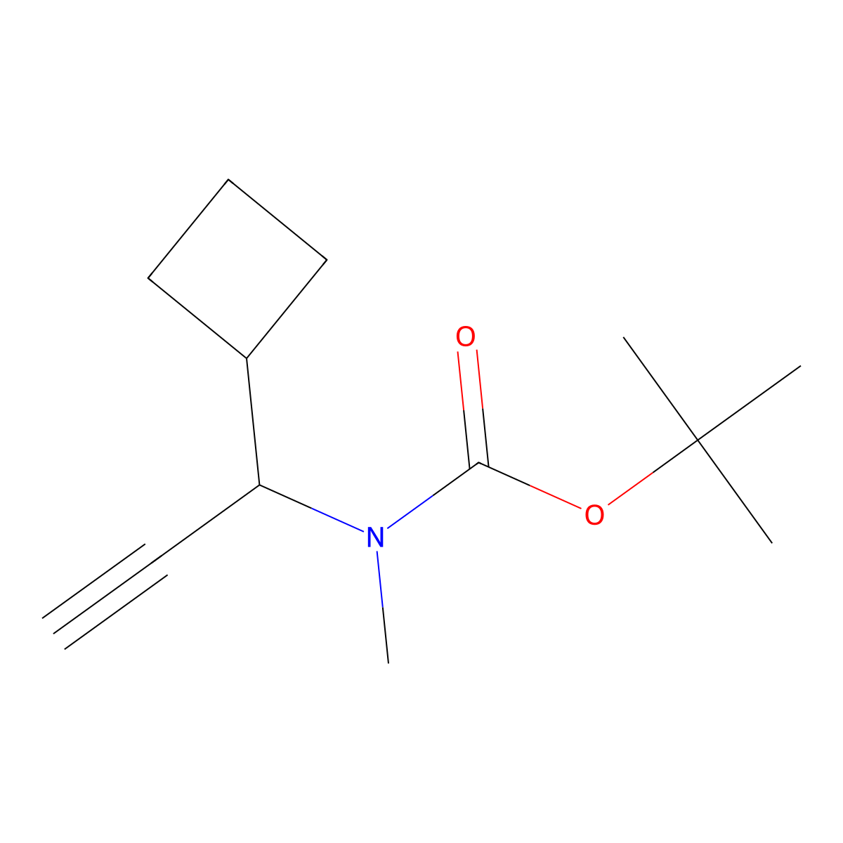 tert-butyl N-(1-cyclobutylprop-2-yn-1-yl)-N-methylcarbamate molecular structure, CAS 2680881-10-9