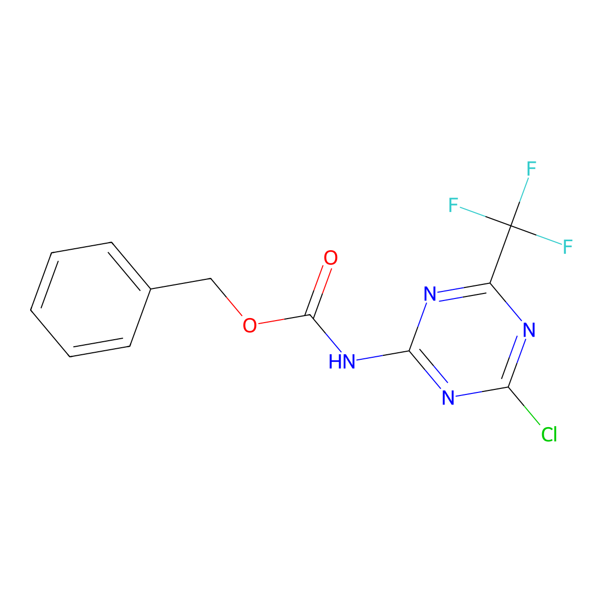 benzyl N-[4-chloro-6-(trifluoromethyl)-1,3,5-triazin-2-yl]carbamate molecular structure, CAS 2680881-13-2
