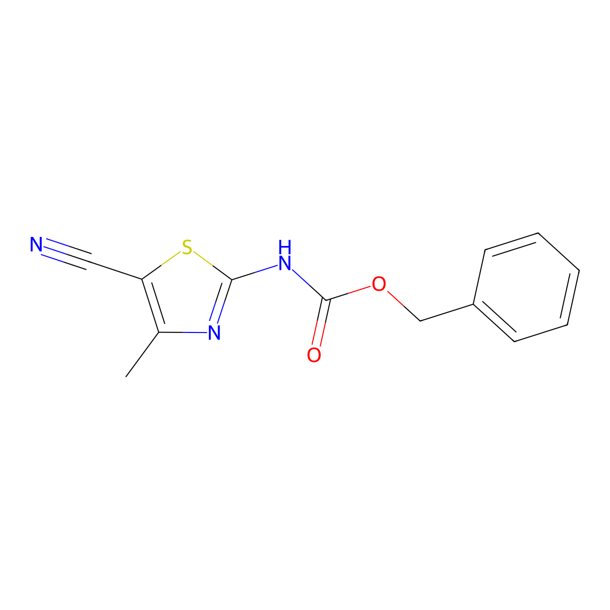 benzyl N-(5-cyano-4-methyl-1,3-thiazol-2-yl)carbamate molecular structure, CAS 2680881-21-2