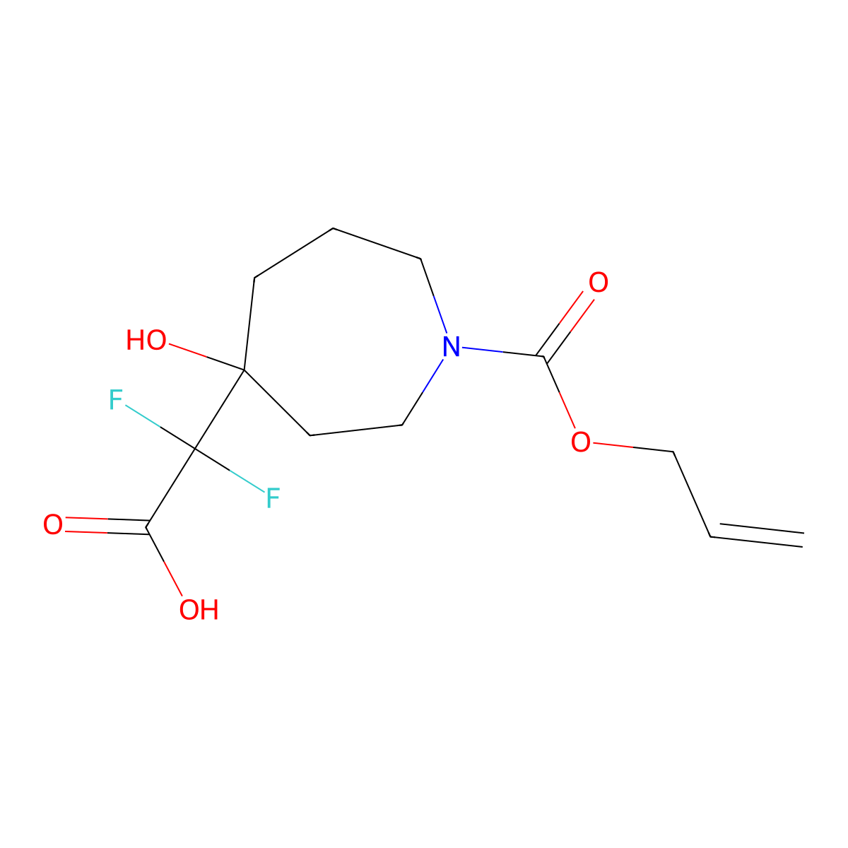 2,2-Difluoro-2-{4-hydroxy-1-[(prop-2-en-1-yloxy)carbonyl]azepan-4-yl}acetic acid molecular structure, CAS 2680881-23-4