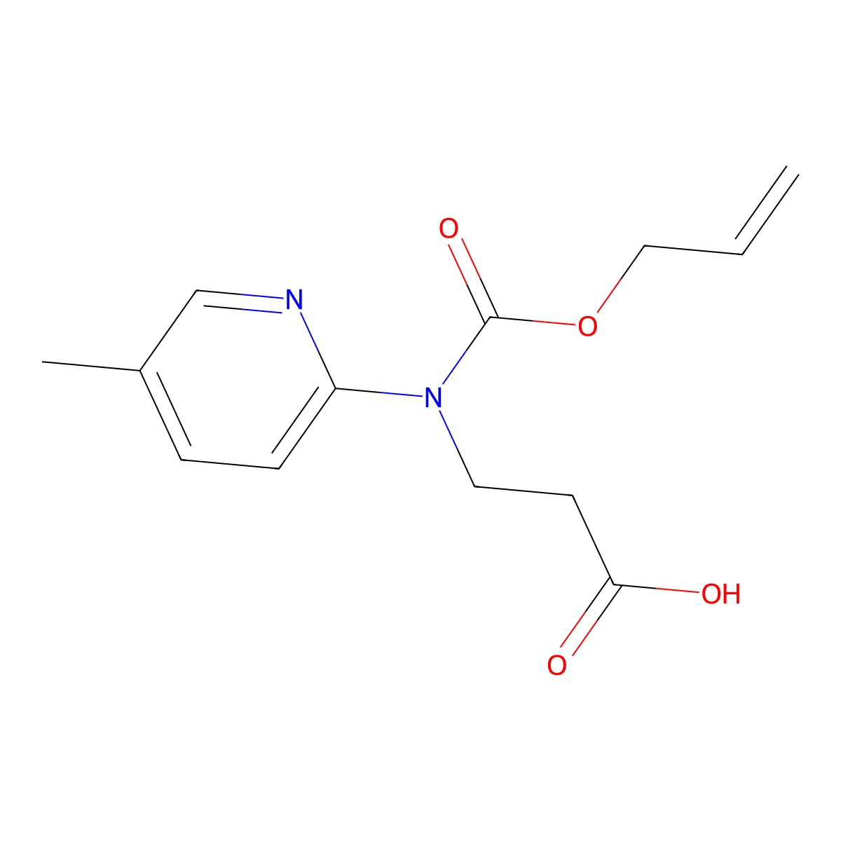 3-[(5-Methylpyridin-2-yl)[(prop-2-en-1-yloxy)carbonyl]amino]propanoic acid molecular structure, CAS 2680881-27-8