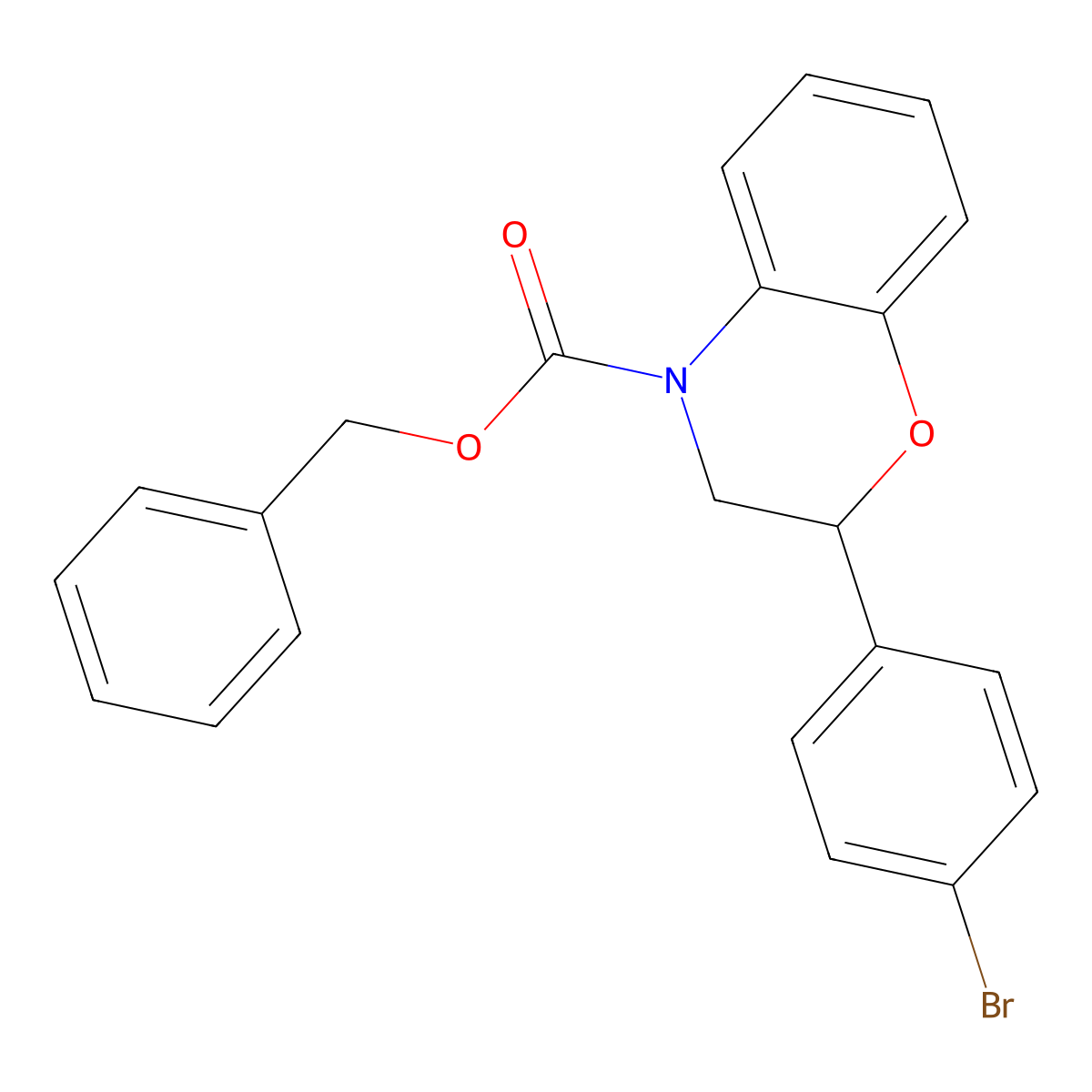 benzyl 2-(4-bromophenyl)-3,4-dihydro-2H-1,4-benzoxazine-4-carboxylate molecular structure, CAS 2680881-32-5