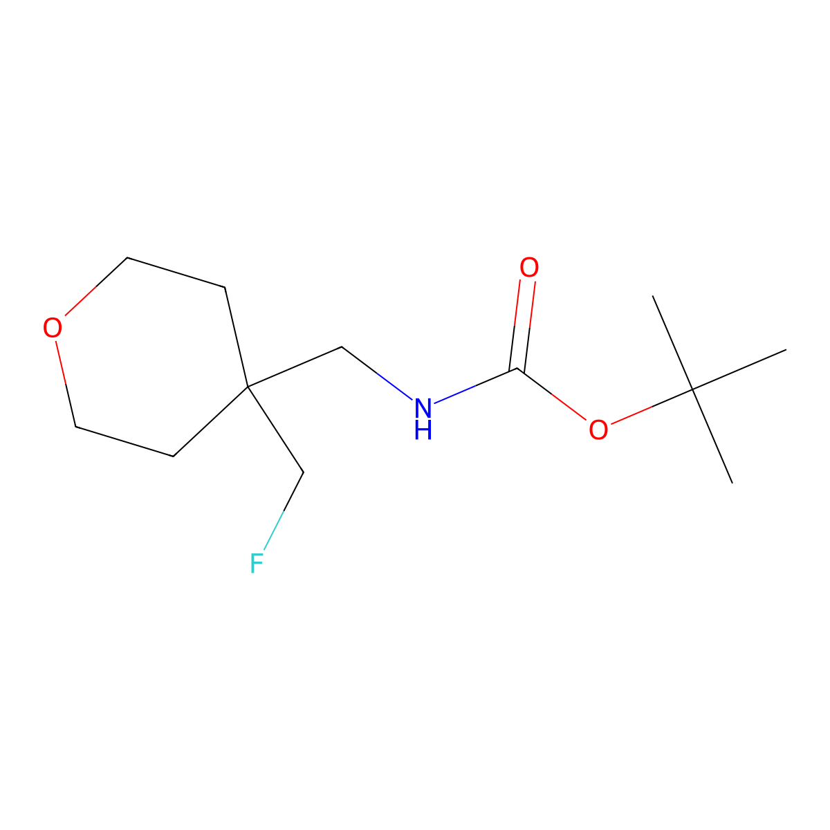 tert-butyl N-{[4-(fluoromethyl)oxan-4-yl]methyl}carbamate molecular structure, CAS 2680881-33-6