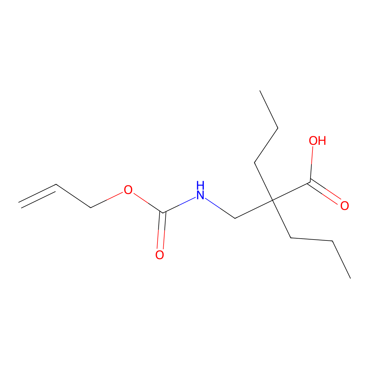 2-({[(Prop-2-en-1-yloxy)carbonyl]amino}methyl)-2-propylpentanoic acid molecular structure, CAS 2680881-35-8
