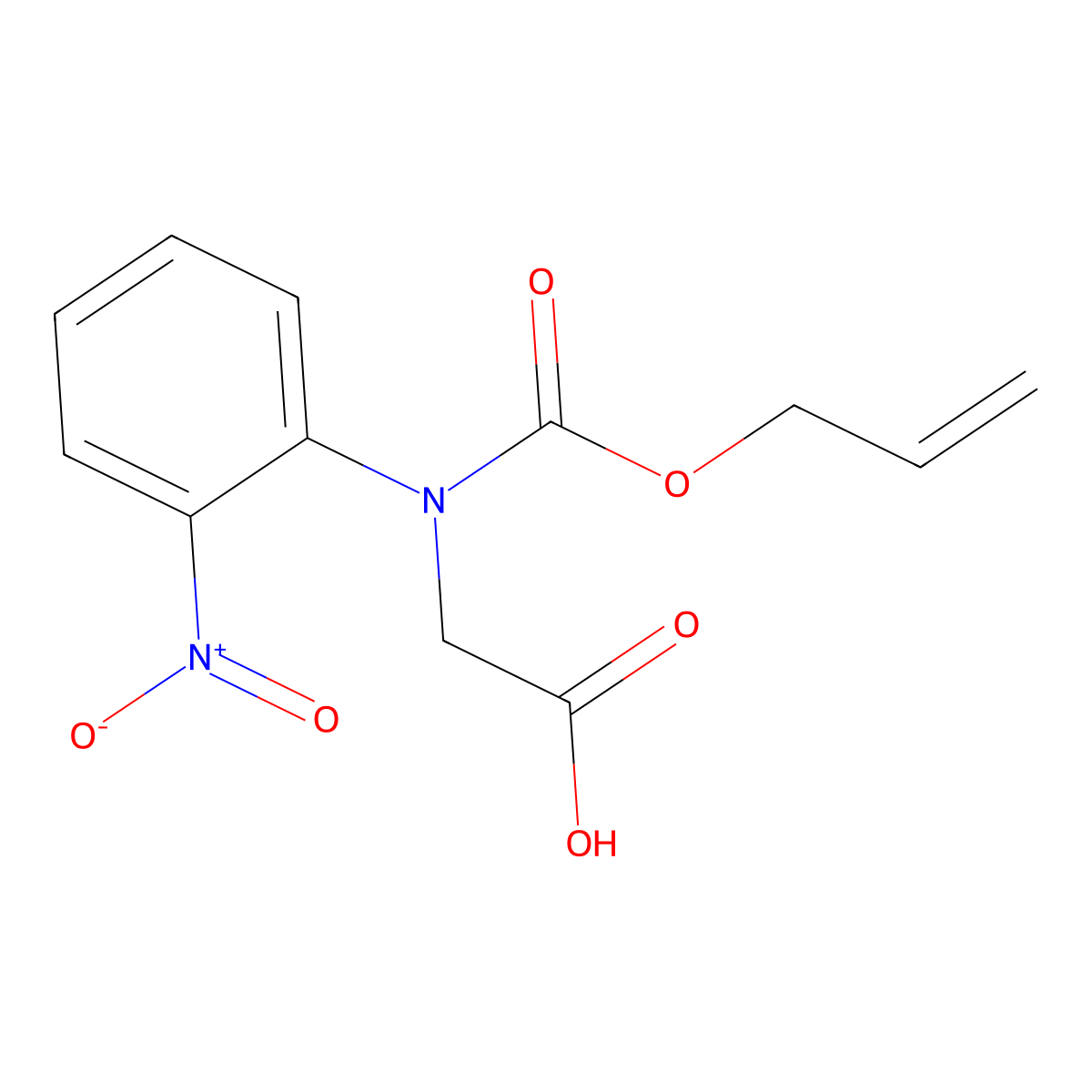 2-[(2-Nitrophenyl)[(prop-2-en-1-yloxy)carbonyl]amino]acetic acid molecular structure, CAS 2680881-58-5