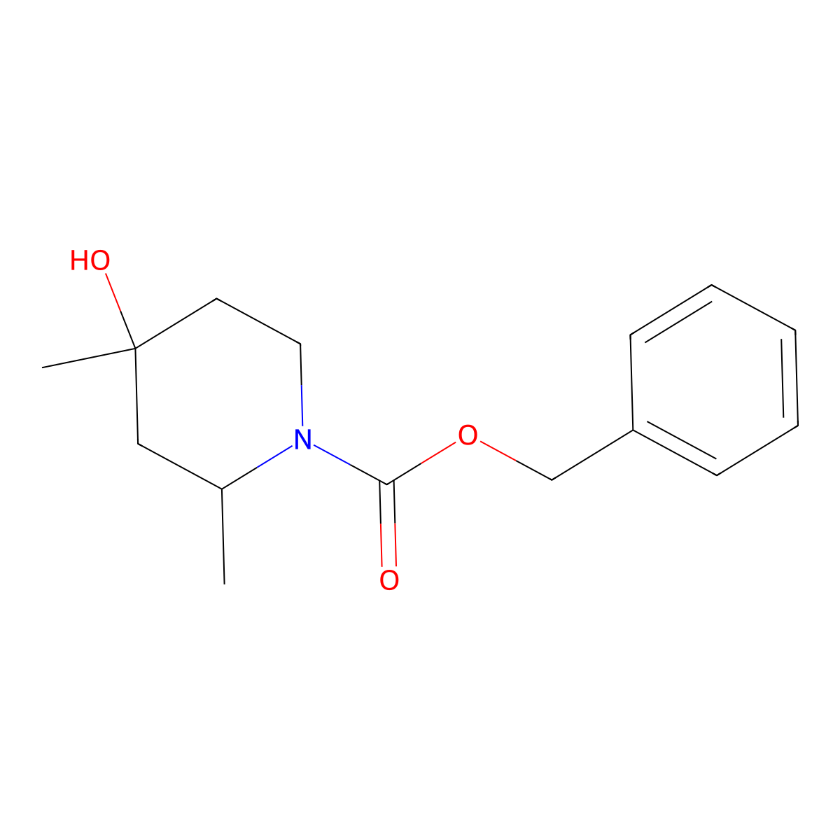 Benzyl 4-hydroxy-2,4-dimethylpiperidine-1-carboxylate molecular structure, CAS 2680881-60-9