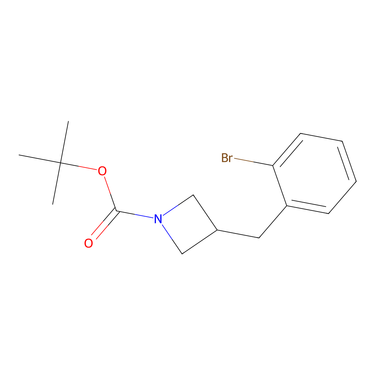Tert-butyl 3-[(2-bromophenyl)methyl]azetidine-1-carboxylate molecular structure, CAS 2680881-65-4