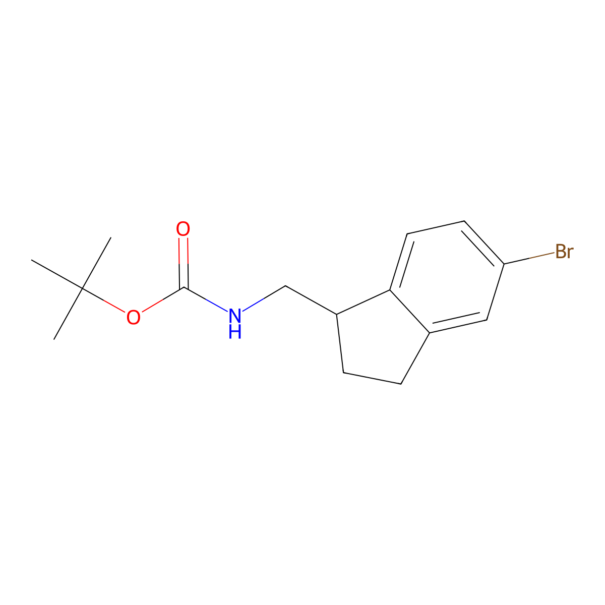 tert-butyl N-[(5-bromo-2,3-dihydro-1H-inden-1-yl)methyl]carbamate molecular structure, CAS 2680881-81-4