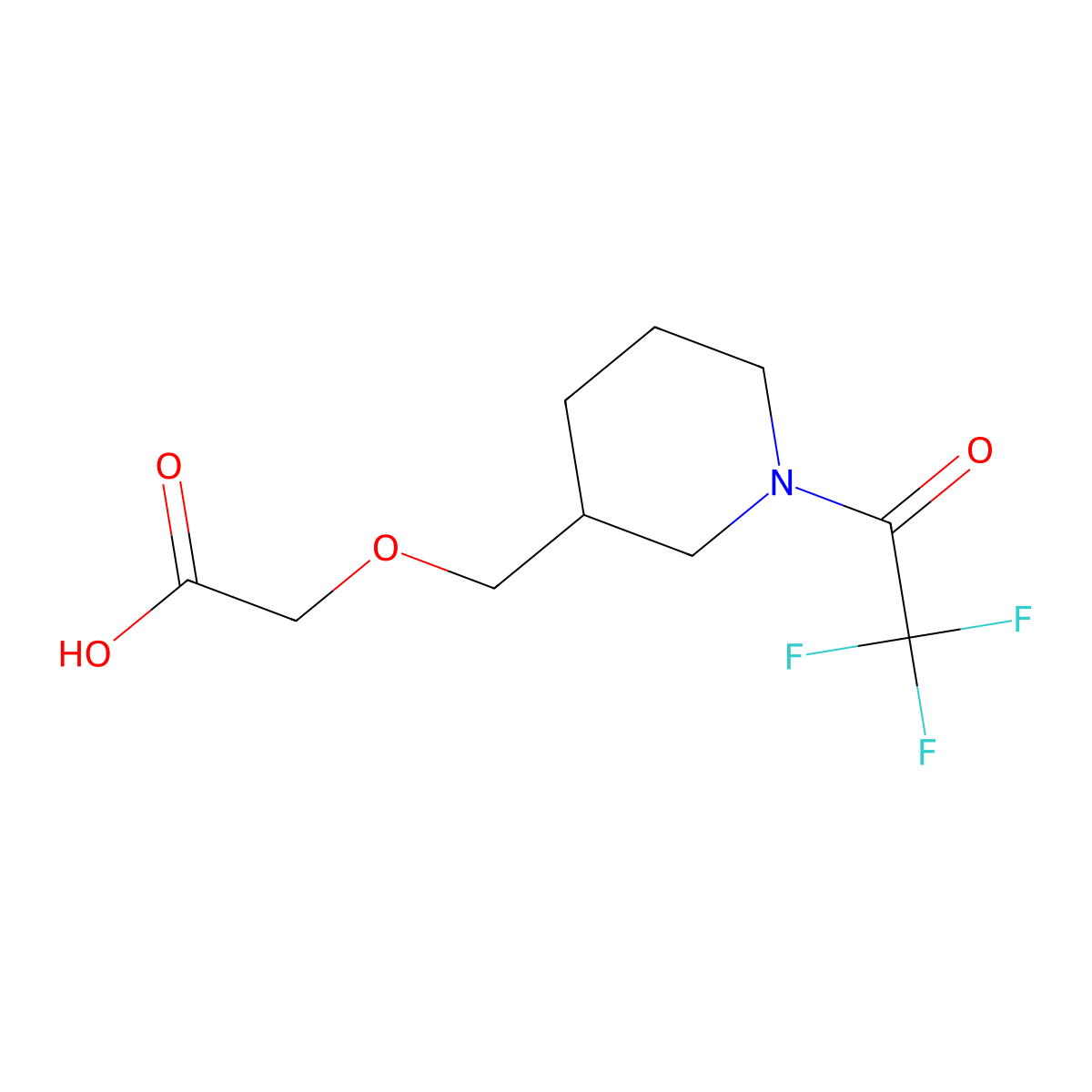 2-{[1-(2,2,2-Trifluoroacetyl)piperidin-3-yl]methoxy}acetic acid molecular structure, CAS 2680881-89-2